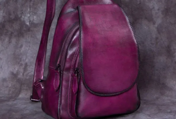 Vintage Womens Leather Backpack School Backpack Purse Small Backpack For Women