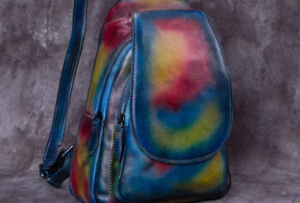 Vintage Womens Leather Backpack School Backpack Purse Small Backpack For Women