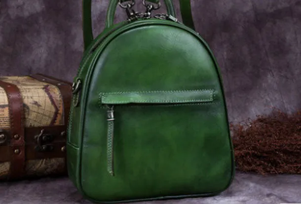 Vintage Womens Leather Backpack School Backpacks Purse Small Backpack For Women