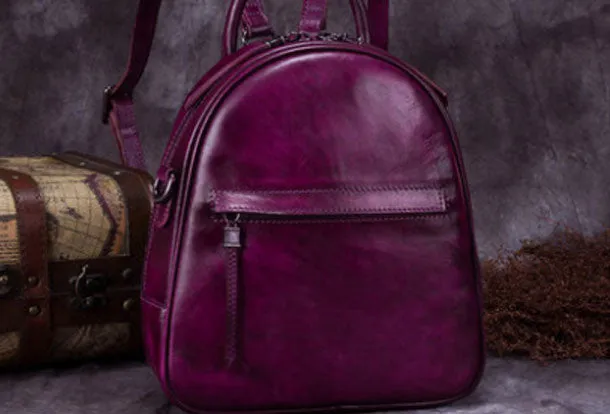 Vintage Womens Leather Backpack School Backpacks Purse Small Backpack For Women