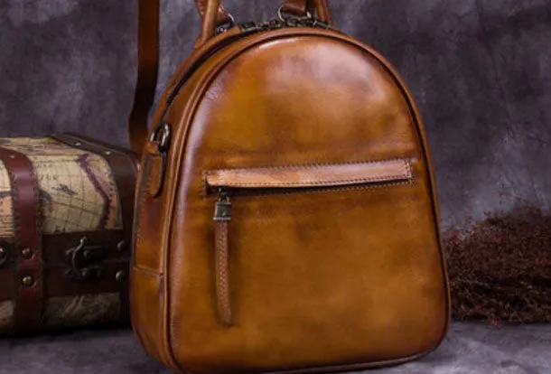Vintage Womens Leather Backpack School Backpacks Purse Small Backpack For Women