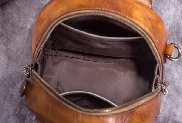 Vintage Womens Leather Backpack School Backpacks Purse Small Backpack For Women