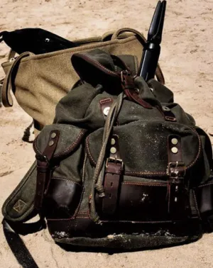 Waxed Canvas Backpack With Laptop Compartment Canvas And Leather Backpack Hiking Backpack for Men