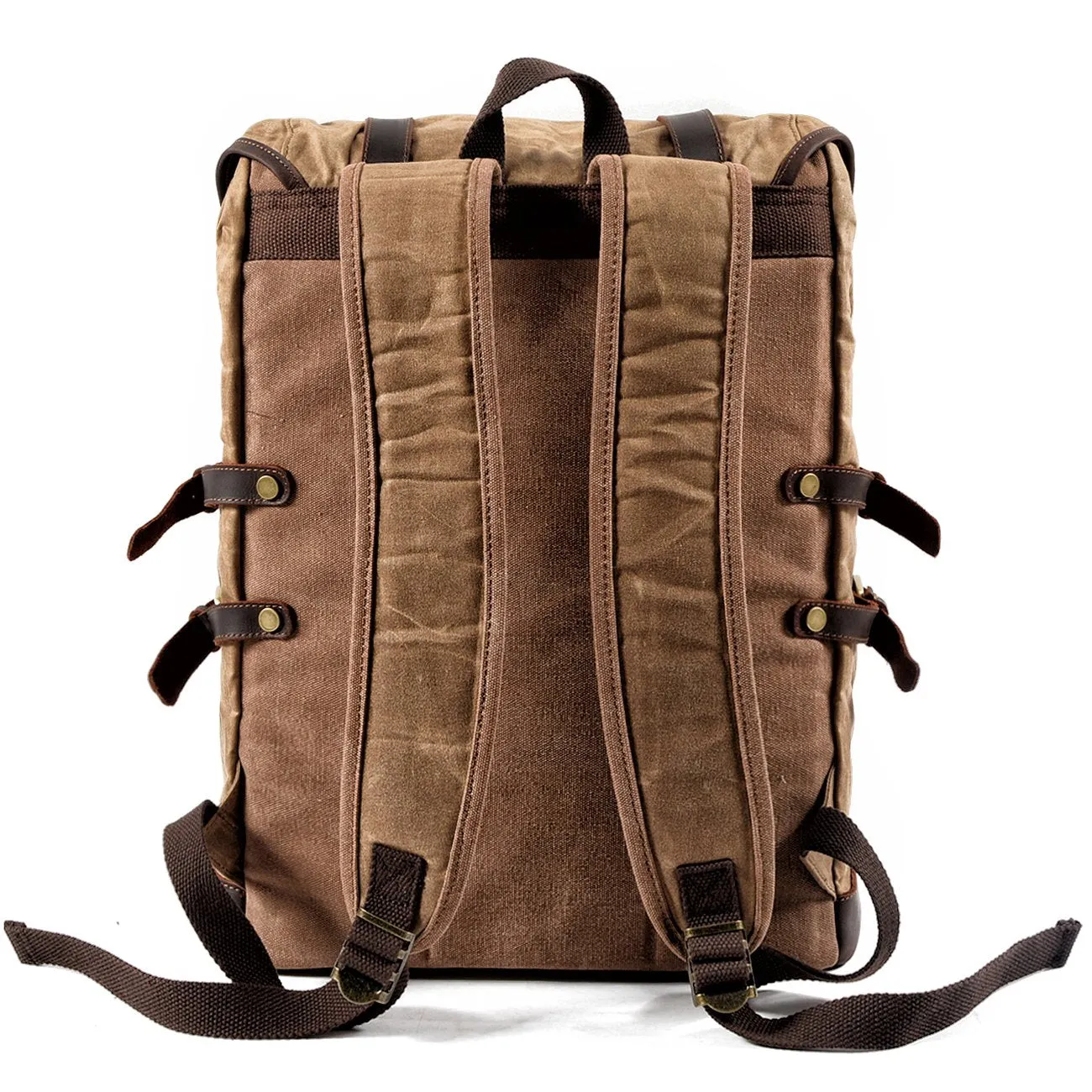 Waxed Canvas Leather Mens 15???? Computer Backpack Black Hiking Backpack Travel Backpack for Men