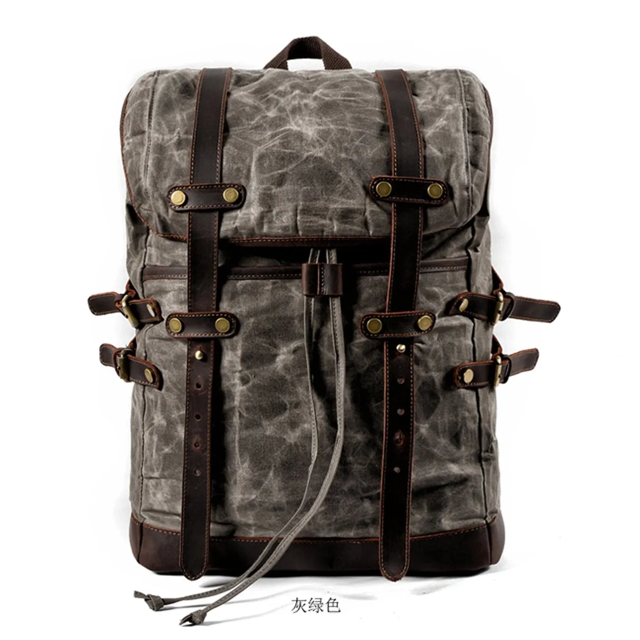 Waxed Canvas Leather Mens 15???? Computer Backpack Black Hiking Backpack Travel Backpack for Men
