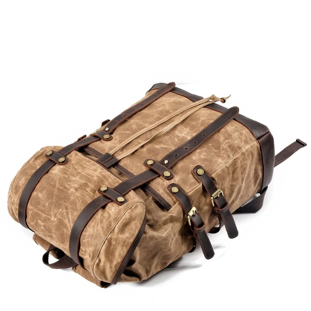 Waxed Canvas Leather Mens 15???? Computer Backpack Black Hiking Backpack Travel Backpack for Men