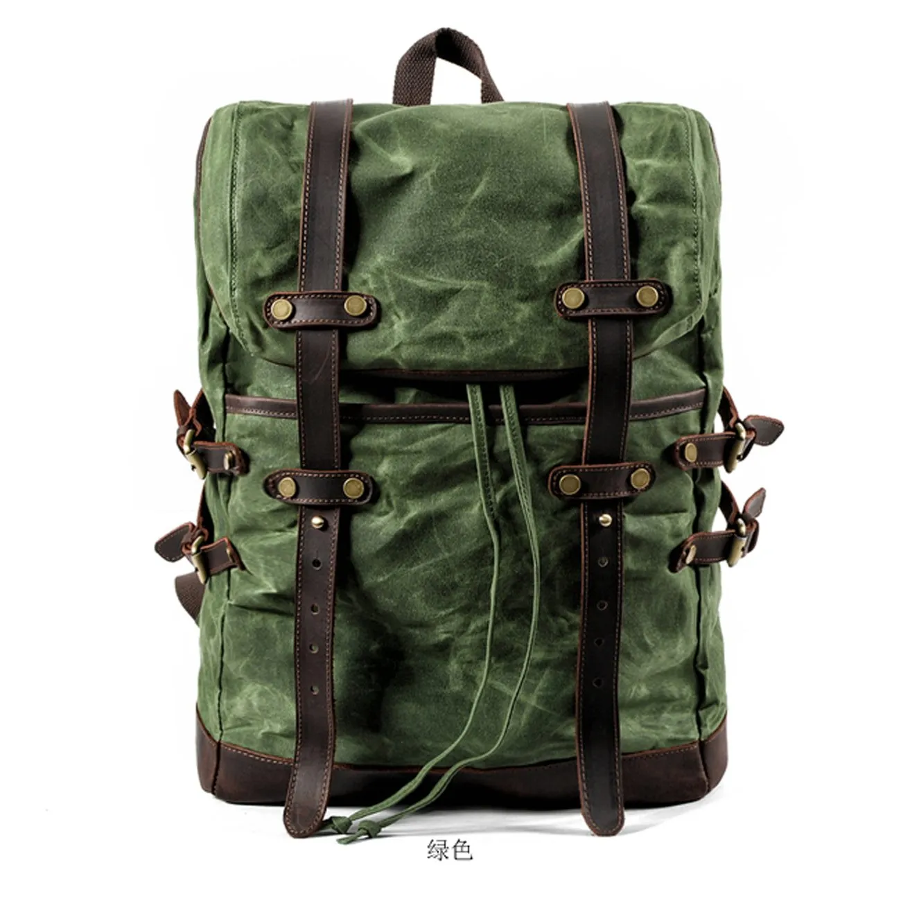 Waxed Canvas Leather Mens 15???? Computer Backpack Black Hiking Backpack Travel Backpack for Men