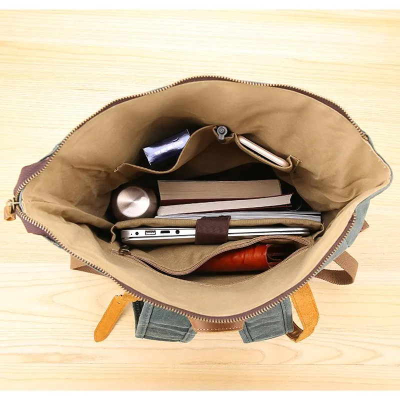 Waxed Canvas Leather Mens 17???? Lake Green Backpack Khaki Travel Backpack Dark Gray Hiking Backpack for Men