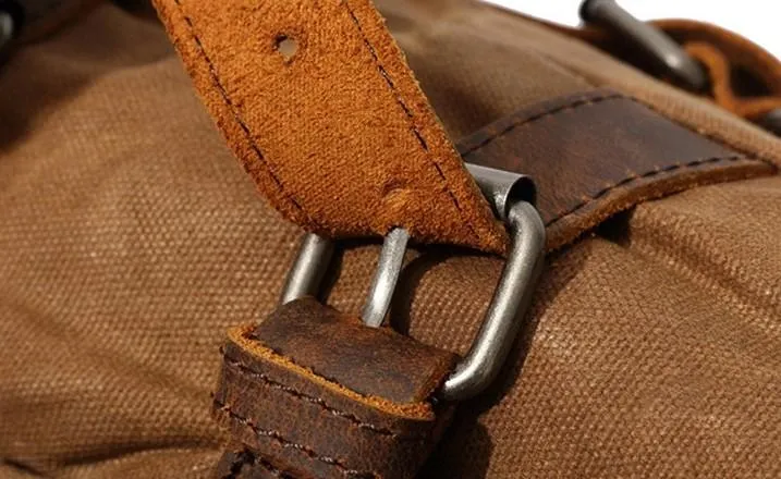 Waxed Canvas Leather Mens Backpack Canvas Travel Backpacks Canvas School Backpack for Men