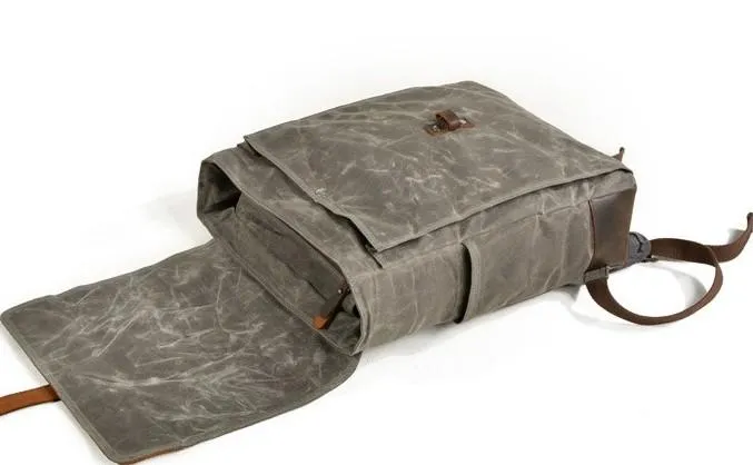 Waxed Canvas Leather Mens Backpack Canvas Travel Backpacks Canvas School Backpack for Men