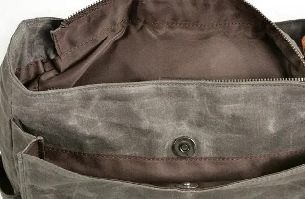 Waxed Canvas Leather Mens Backpack Canvas Travel Backpacks Canvas School Backpack for Men