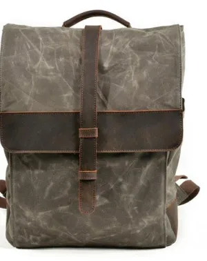 Waxed Canvas Leather Mens Backpack Canvas Travel Backpacks Canvas School Backpack for Men