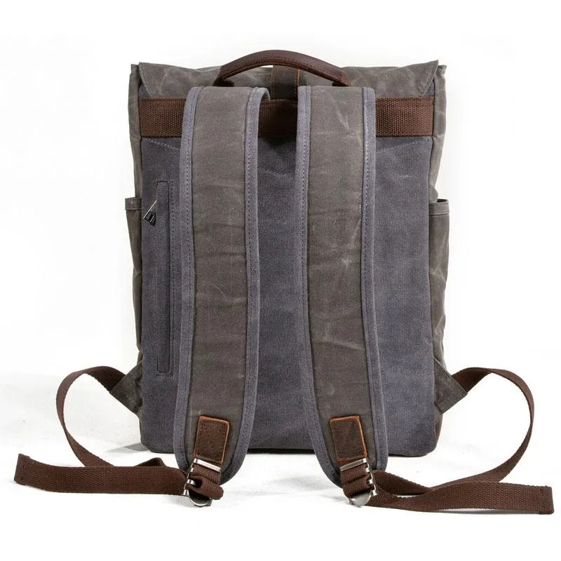 Waxed Canvas Leather Mens Backpack Canvas Travel Backpacks Canvas School Backpack for Men