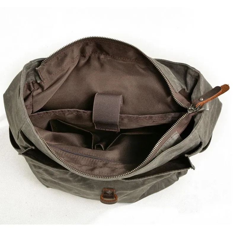 Waxed Canvas Leather Mens Backpack Canvas Travel Backpacks Canvas School Backpack for Men