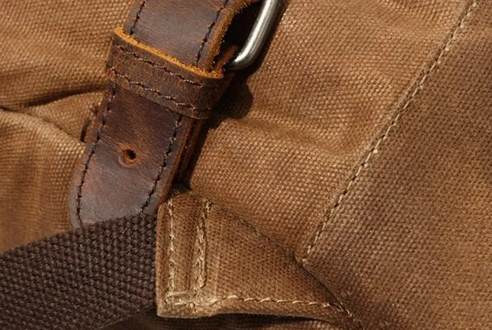 Waxed Canvas Leather Mens Backpack Canvas Travel Backpacks Canvas School Backpack for Men