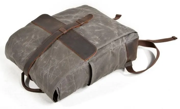 Waxed Canvas Leather Mens Backpack Canvas Travel Backpacks Canvas School Backpack for Men
