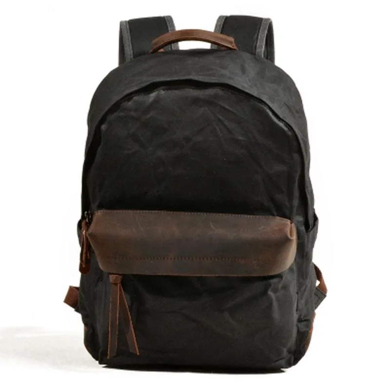 Waxed Canvas Leather Mens Camera Backpack Canvas Travel Backpack Canvas Camera Backpack for Men