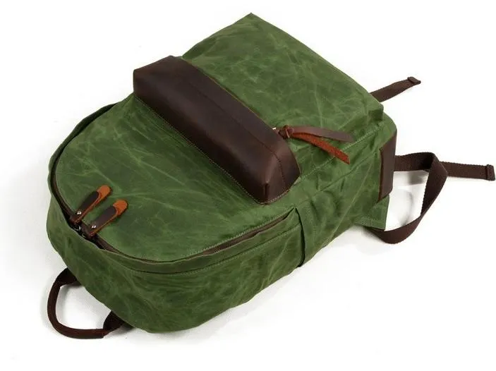 Waxed Canvas Leather Mens Camera Backpack Canvas Travel Backpack Canvas Camera Backpack for Men