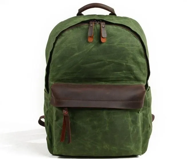 Waxed Canvas Leather Mens Camera Backpack Canvas Travel Backpack Canvas Camera Backpack for Men
