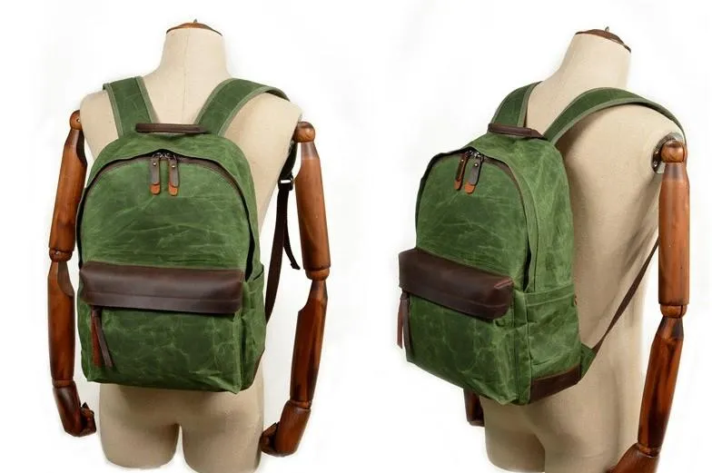 Waxed Canvas Leather Mens Camera Backpack Canvas Travel Backpack Canvas Camera Backpack for Men