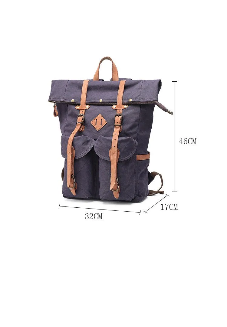 Waxed Canvas Leather Mens Dark Gray Waterproof 15???? Large Backpack Travel Backpack Green Hiking Backpack for Men