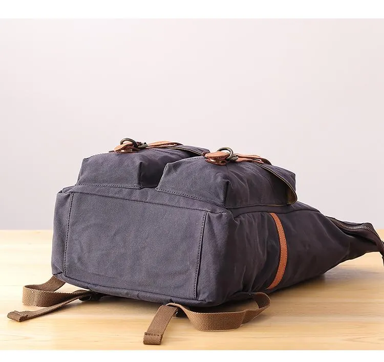 Waxed Canvas Leather Mens Dark Gray Waterproof 15???? Large Backpack Travel Backpack Green Hiking Backpack for Men