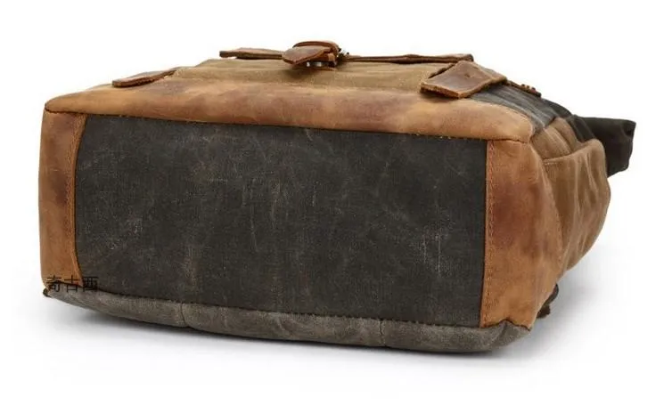 Waxed Canvas Leather Mens Travel Backpacks Canvas Backpack Canvas School Backpack for Men