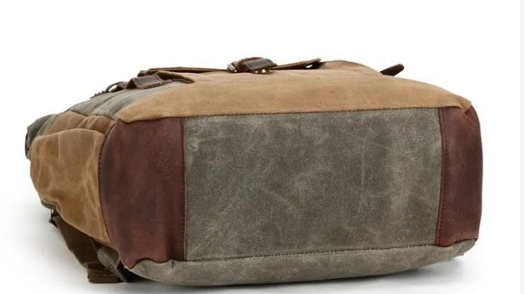 Waxed Canvas Leather Mens Travel Backpacks Canvas Backpack Canvas School Backpack for Men