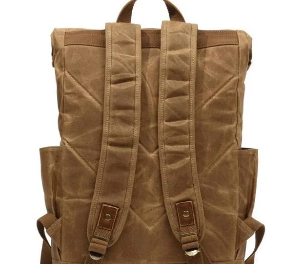Waxed Canvas Mens Travel Backpack Canvas School Backpack Laptop Backpack for Men