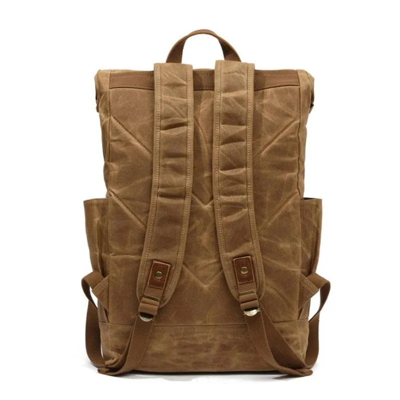 Waxed Canvas Mens Travel Backpack Canvas School Backpack Laptop Backpack for Men