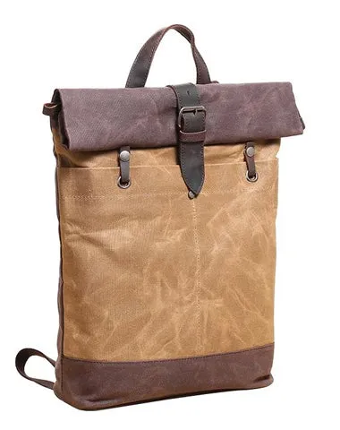 Waxed Canvas Mens Womens 14'' Travel Backpack Roll Up Backpack School Backpack for Men