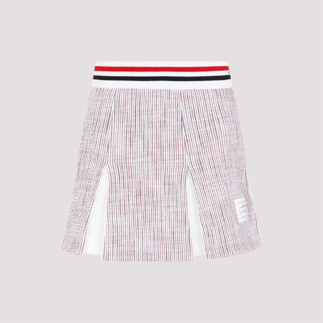 White Cotton Box Pleated Mini Skirt