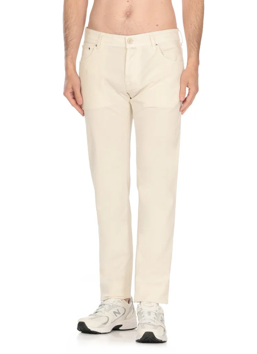 White Cotton Nick Slim Pants
