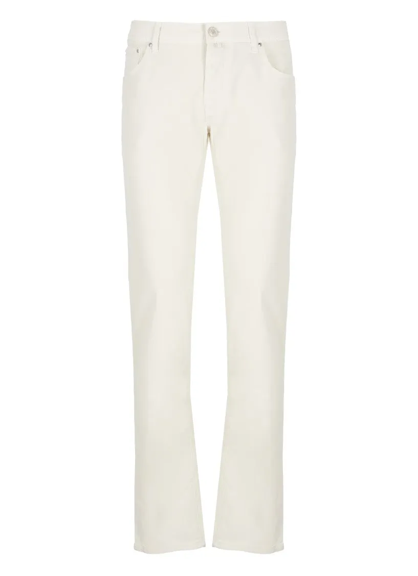 White Cotton Nick Slim Pants