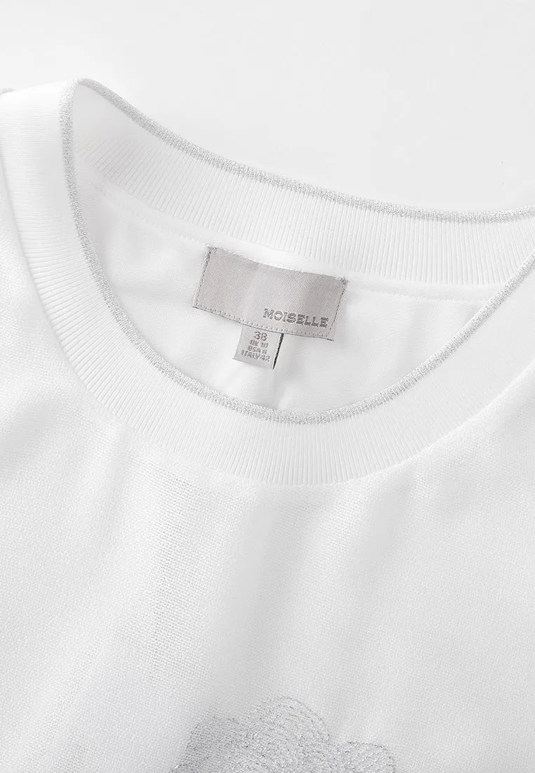 White Landscape Embroidered Top