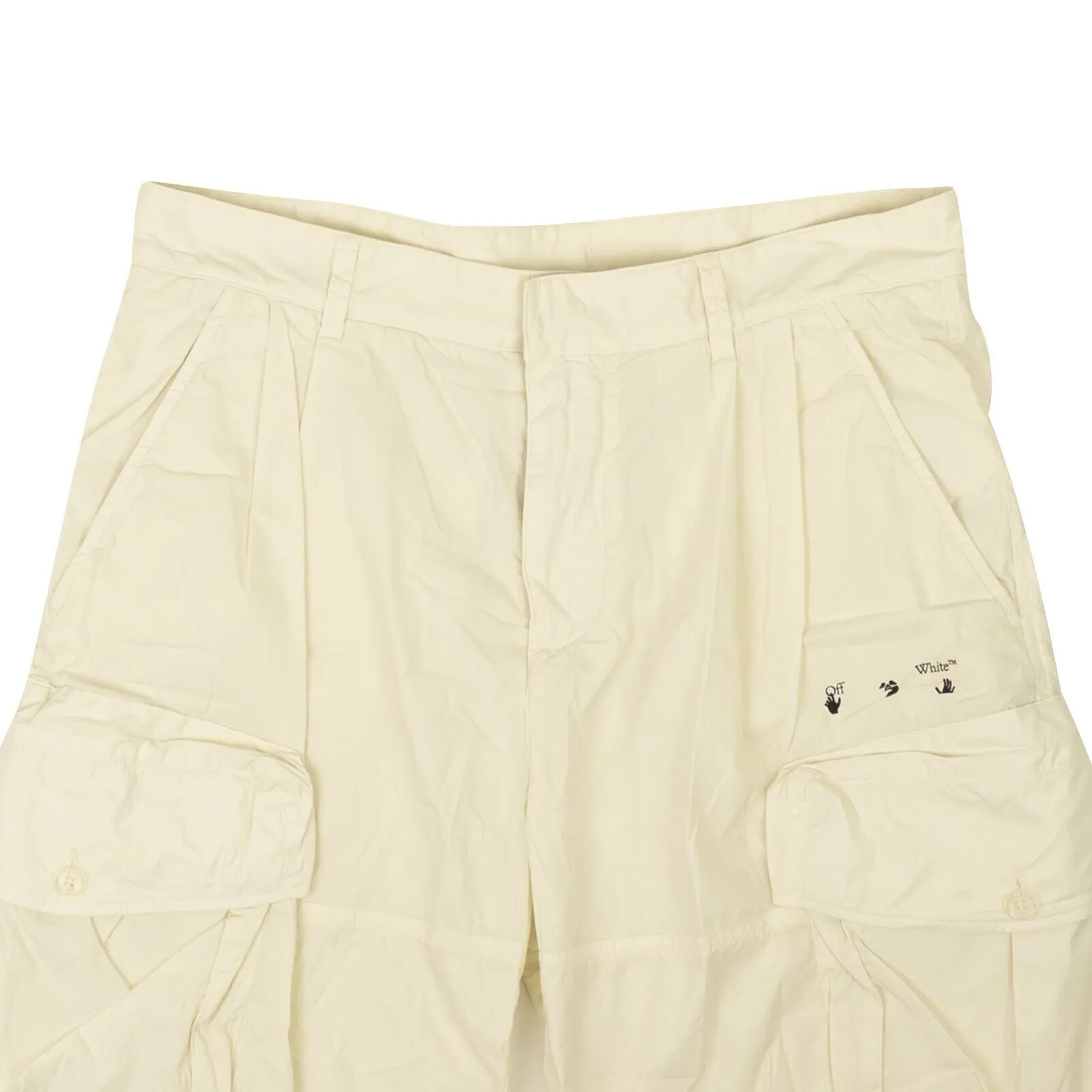White OW Logo Utility Shorts