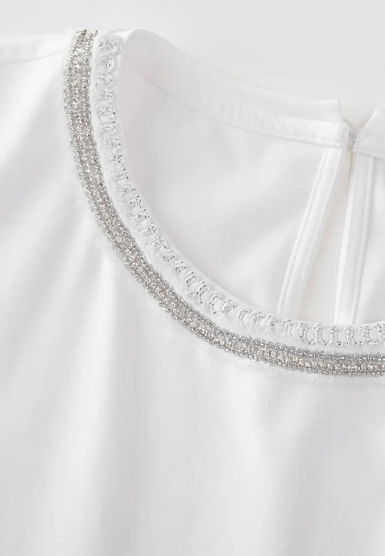 White Tank Top with Gold Buttons