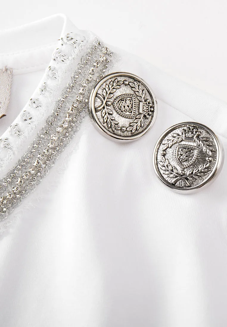 White Tank Top with Gold Buttons