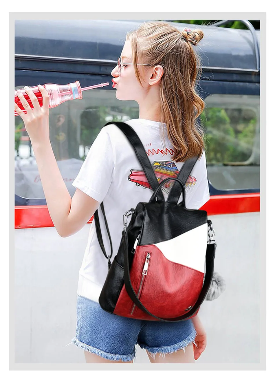 Women Backpack leather Anti Theft