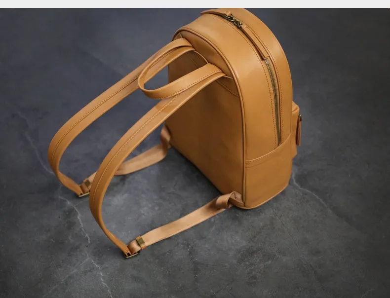 Womens Black Leather Backpack Minimalist Satchel Backpack Purse for Ladies
