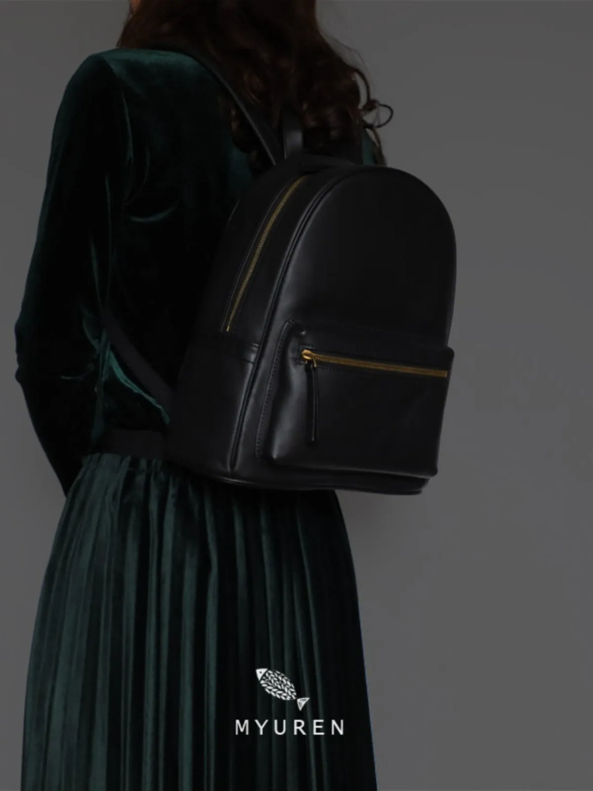 Womens Black Leather Backpack Minimalist Satchel Backpack Purse for Ladies