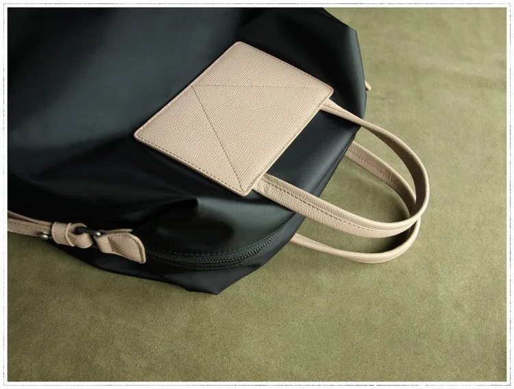 Womens Black Nylon Backpack Purse Best Satchel Backpack Nylon Leather School Rucksack for Ladies