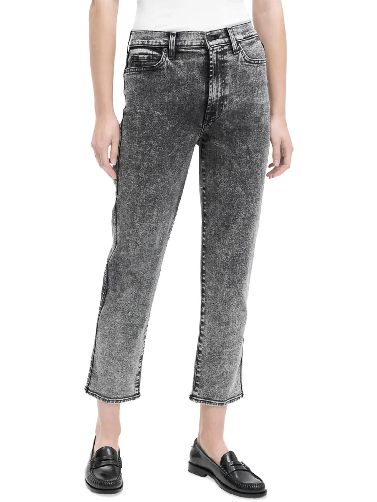Womens Denim High Waist Straight Leg Jeans