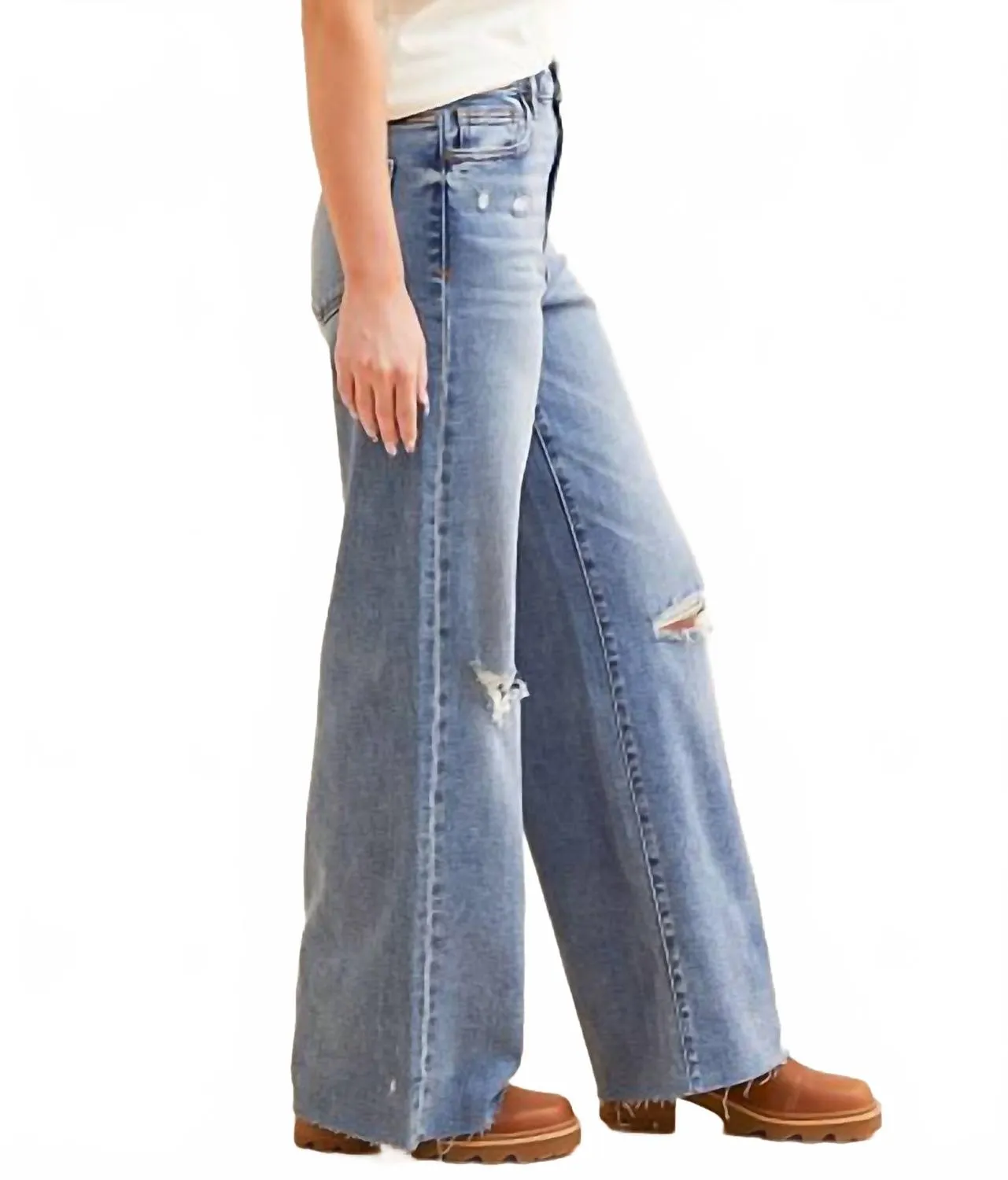 Women's High Rise Front Pocket Nori Extra Wide Leg Jeans In Dark