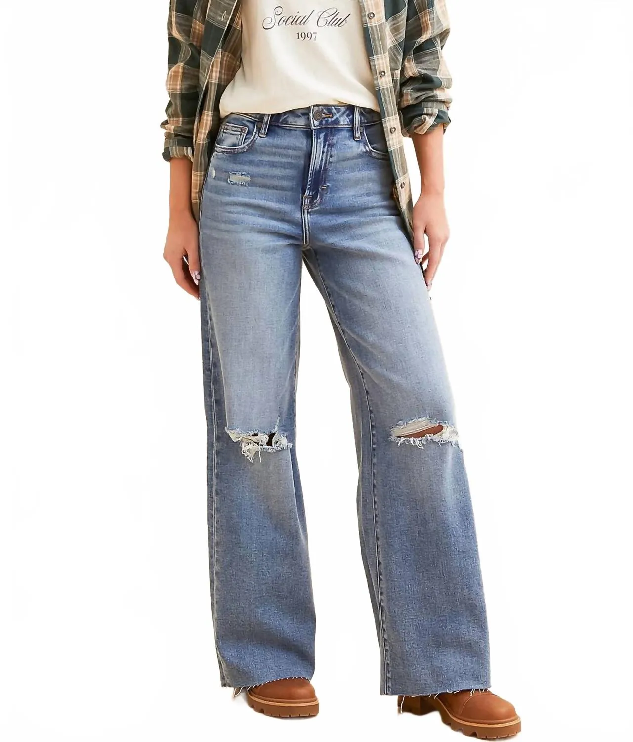 Women's High Rise Front Pocket Nori Extra Wide Leg Jeans In Dark