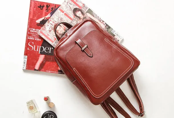 Womens Leather Cute Vintage Backpack School Backpack Purse for Women