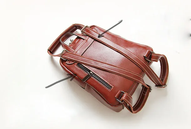 Womens Leather Cute Vintage Backpack School Backpack Purse for Women