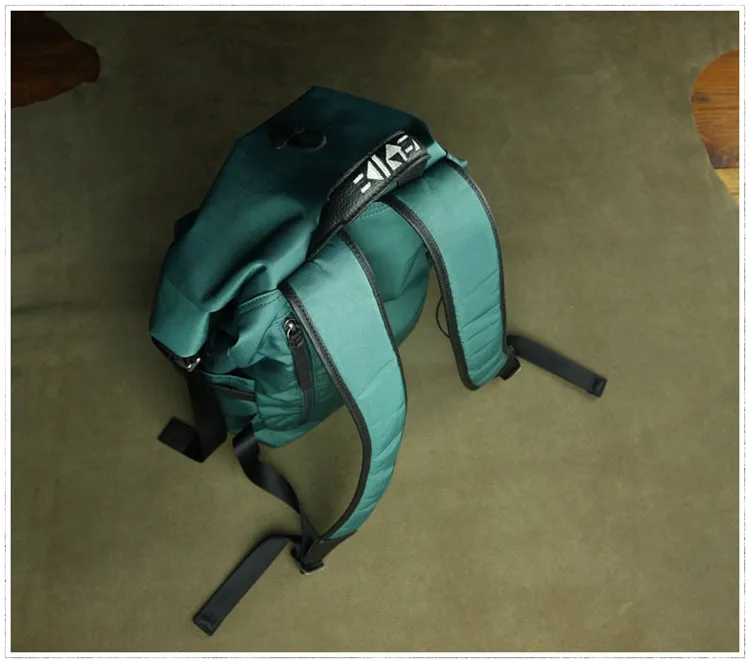 Womens Nylon Large Backpack Purse Army Green Nylon Travel Backpack School Rucksack for Ladies