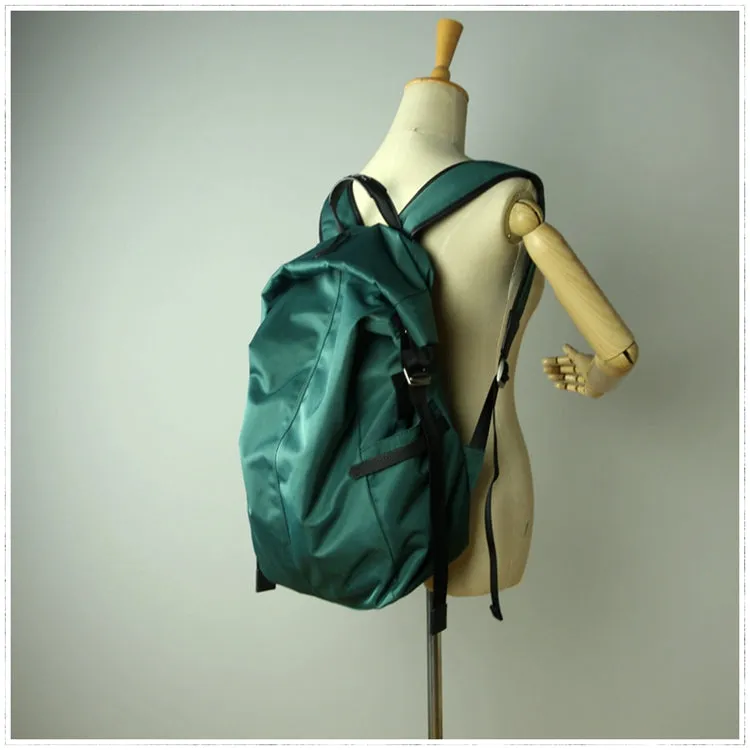 Womens Nylon Large Backpack Purse Army Green Nylon Travel Backpack School Rucksack for Ladies