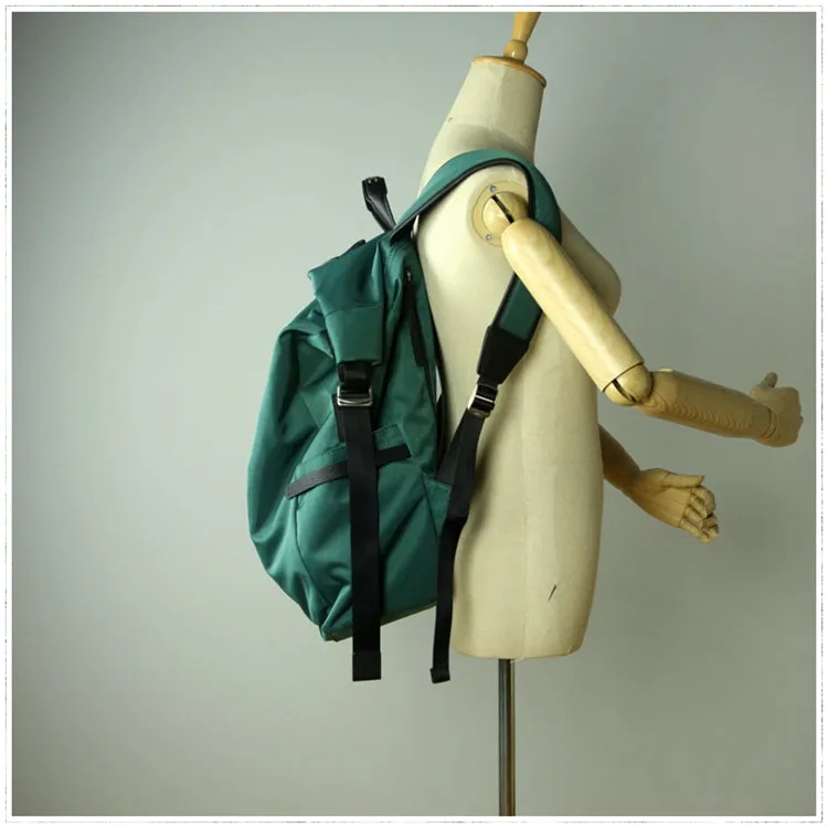 Womens Nylon Large Backpack Purse Army Green Nylon Travel Backpack School Rucksack for Ladies